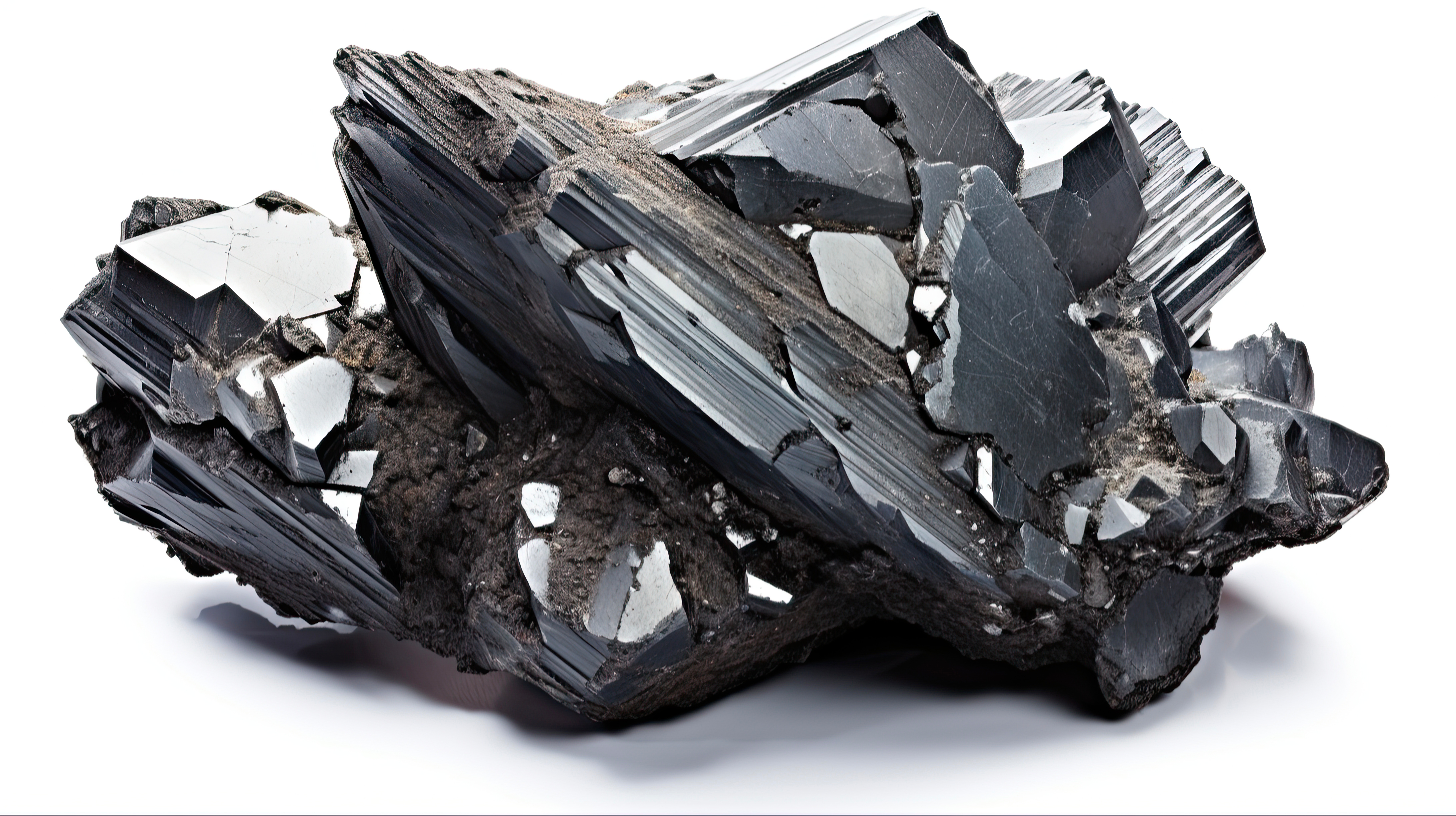 Beauty in Black: Unique Hematite Mineral Formation from Utah – Bright, Shiny and Carbon-Charged Crystal Fossil. Generative AI